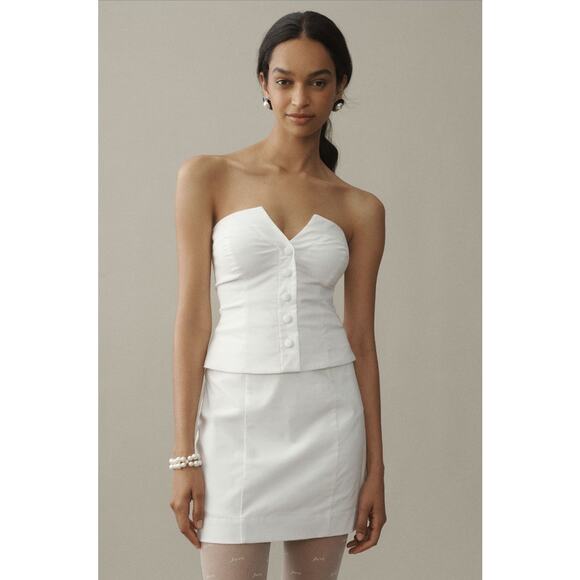 Anthropologie BHLDN White Strapless Vest Mini Dress Size Medium NWT Bridal Party - Picture 1 of 11